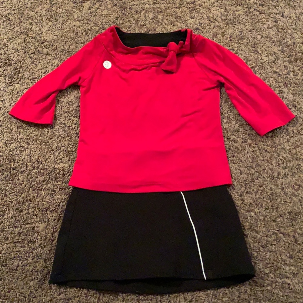 Red Top and Skirt Two-Piece